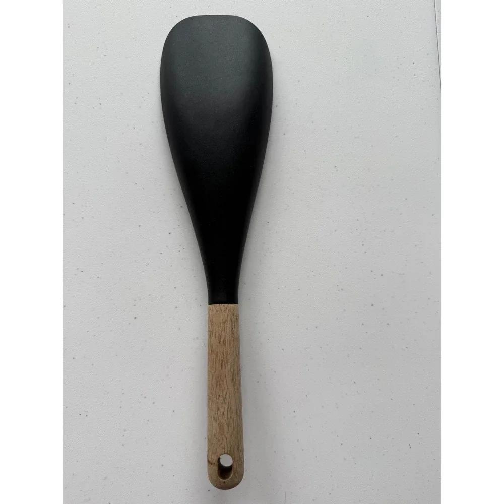 Staub Silicone Multi-function Spoon Spatula Acacia Wood Handle Black Ergonomic